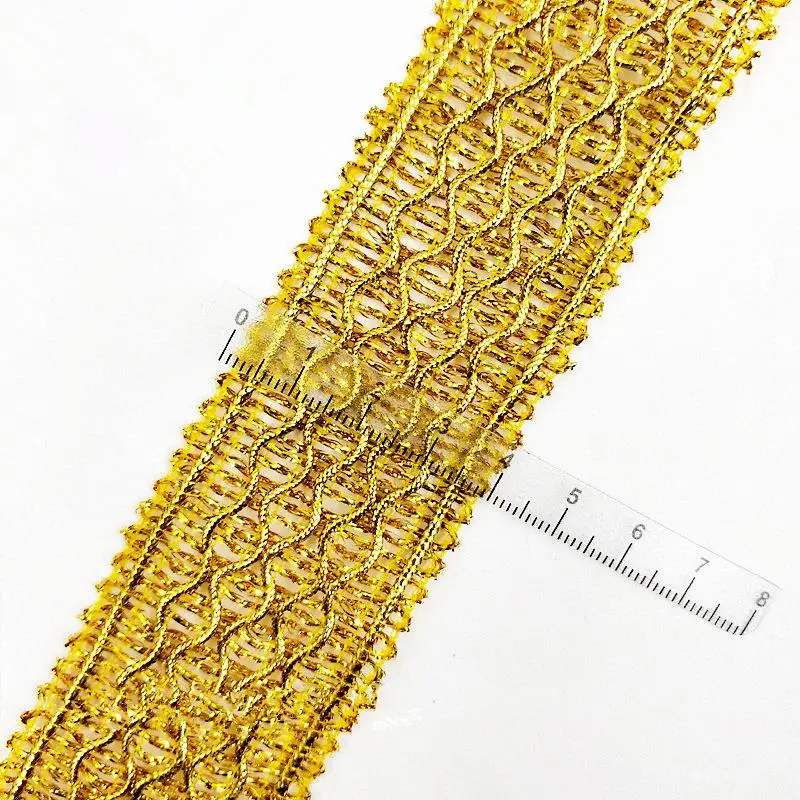 

1 yard 4cm wide hollow-out small bend, gold and silver thread lace wedding dress curtain DIY sewing craft accessories