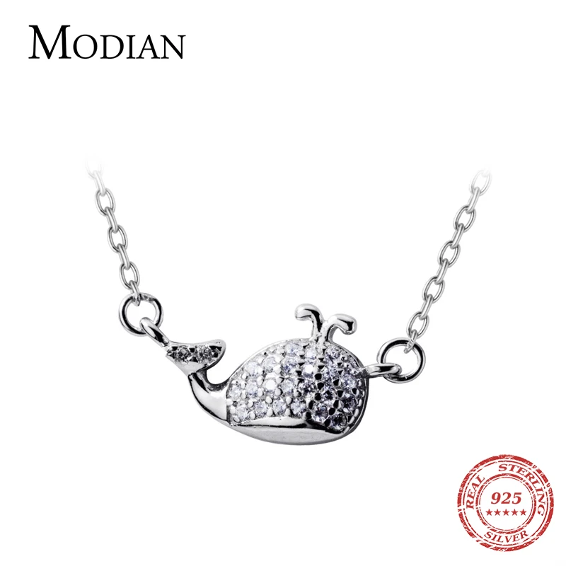 Цепочка Modian из серебра 925 пробы женская ожерелье с подвеской в виде Кита