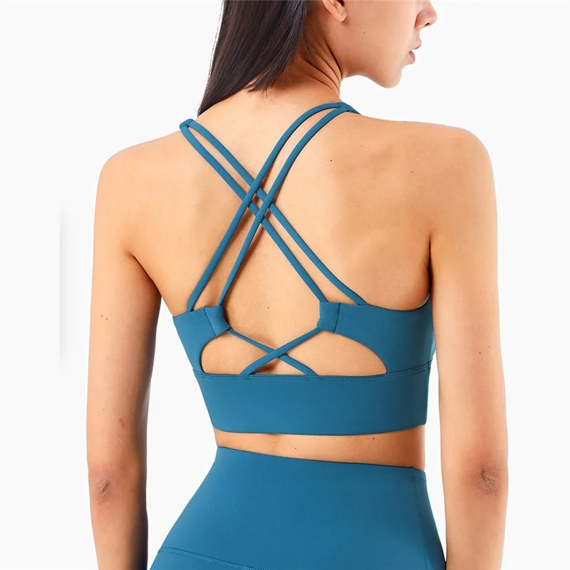 

Женский спортивный бюстгальтер, Привлекательный бюстгальтер с двойным кроссовым верхом, одежда для спортзала, женское комплексное трениро...