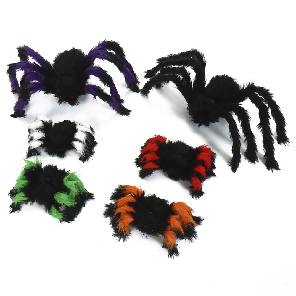 

75cm Black Plush Plush Spider Halloween Decoration Multicolour Style Spider Web Bar Party Decoration Supplies Children Toy