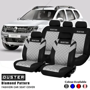 universal duster printing logo car seat cover full set diamond pattern embossed full set and 2 front seats interior accessories free global shipping