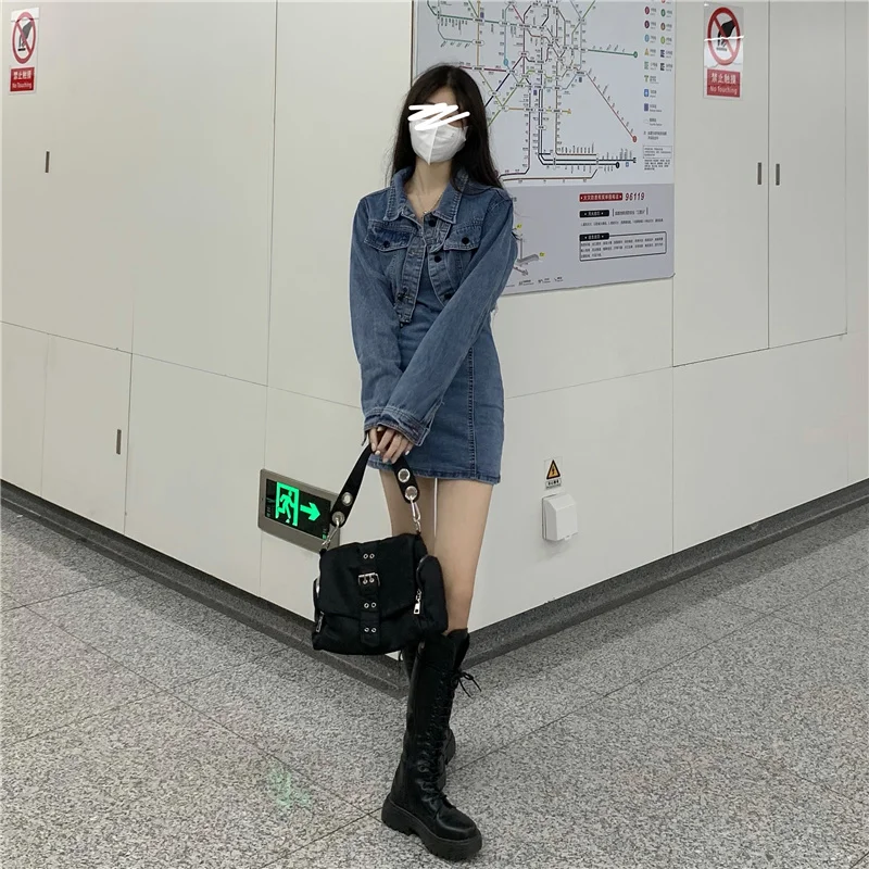 Модный женский ковбойский костюм для девушек Новинка весна-осень 2021 короткое