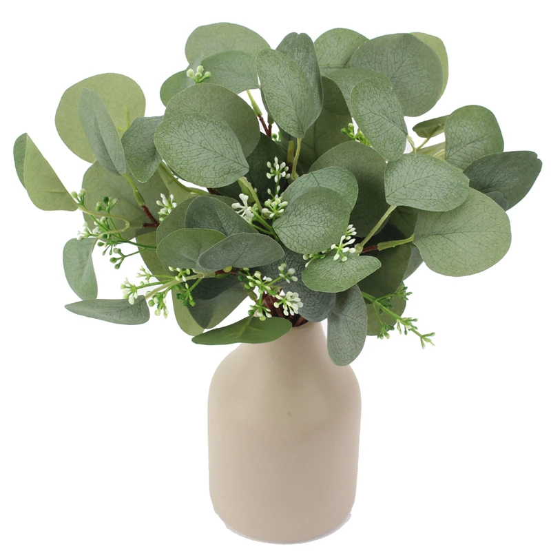 

Artificial Eucalyptus Leaves Stems Eucalipto Branches Fake Plants Christmas Floral Bouquets Wedding Holiday Greenery Home Decor