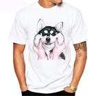 Летняя футболка с 3D акварелью хаски, мужская повседневная одежда, футболка с короткими рукавами с милой собачкой, футболка с принтом животных, собака породы Акита, для мальчиков, wo, для мужчин