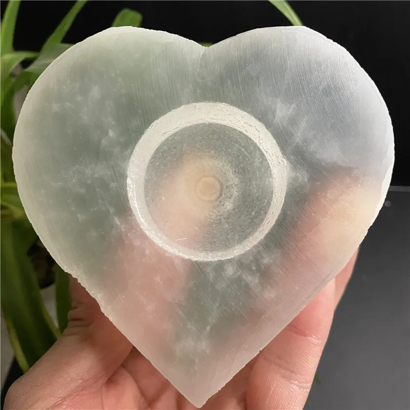 Natural Quartz Crystal Selenite Heart Candle Reiki Healing Home Decor Mineral Specimen Collection