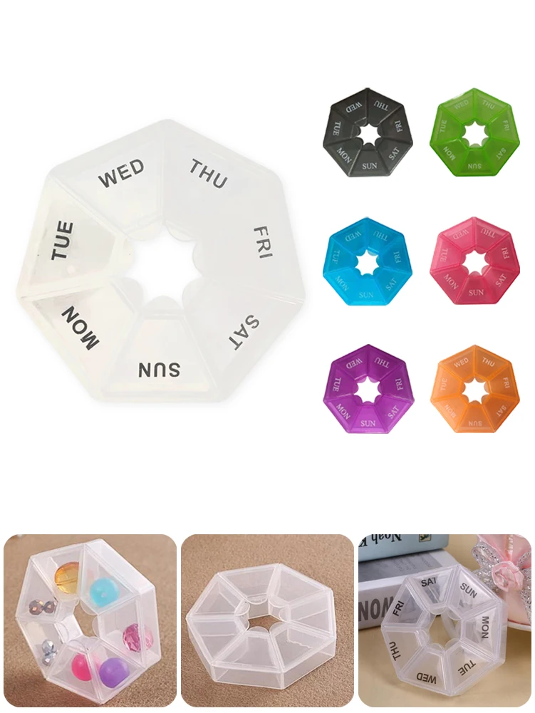 

2Pcs Pill Case Plastic 7 Days Tablet Candy Box Portable Storage Tablet Holder Travel Organizer Pill Dispenser Container dropship