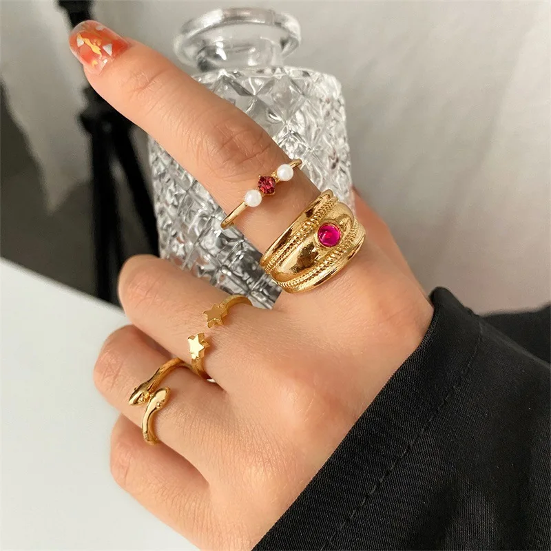 4 шт./компл. модный набор металлических колец в виде змеи соединительное кольцо с