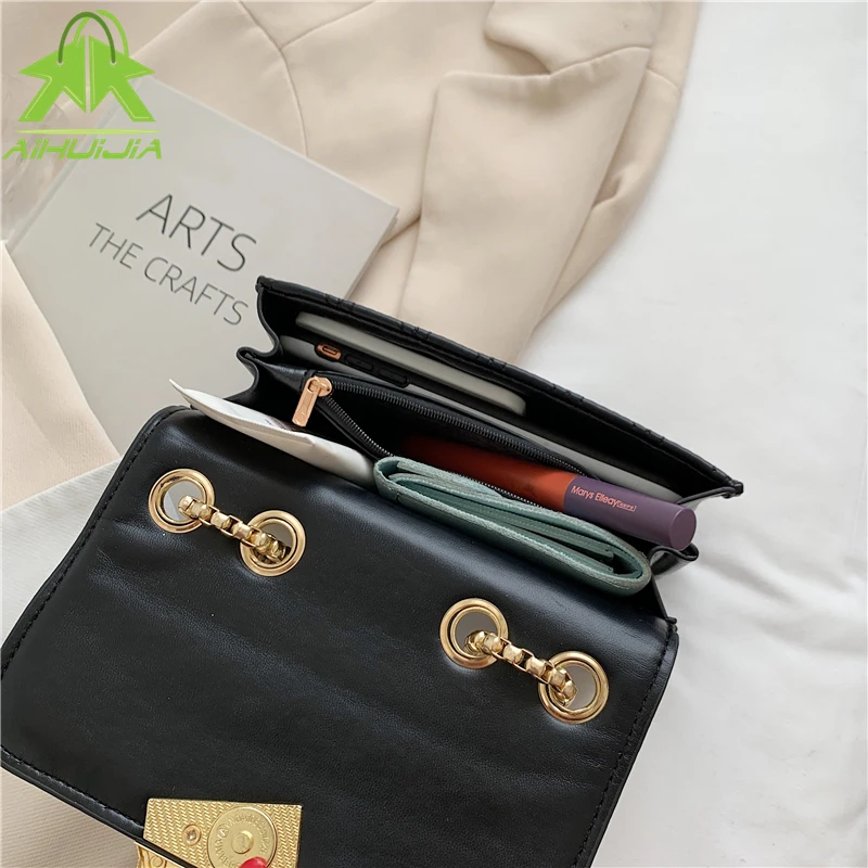 

Fashion Geometric Solid Color Shoulder Crossbody Bags High Quality PU Leather Chain Messenger Bags 2021 New Casual Ladies Bags