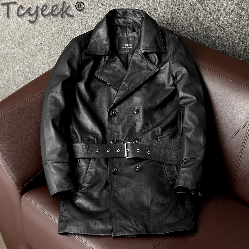 

Tcyeek 100% Genuine Leather Jacket Men Korean Cow Leather Jackets Spring Autumn Trench Coats Plus Size 5xl 2021 Chaqueta Hombre