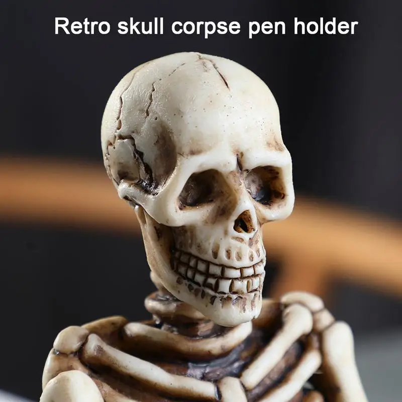 Черный череп Настольный держатель для ручек офисный школьный чехол хранения