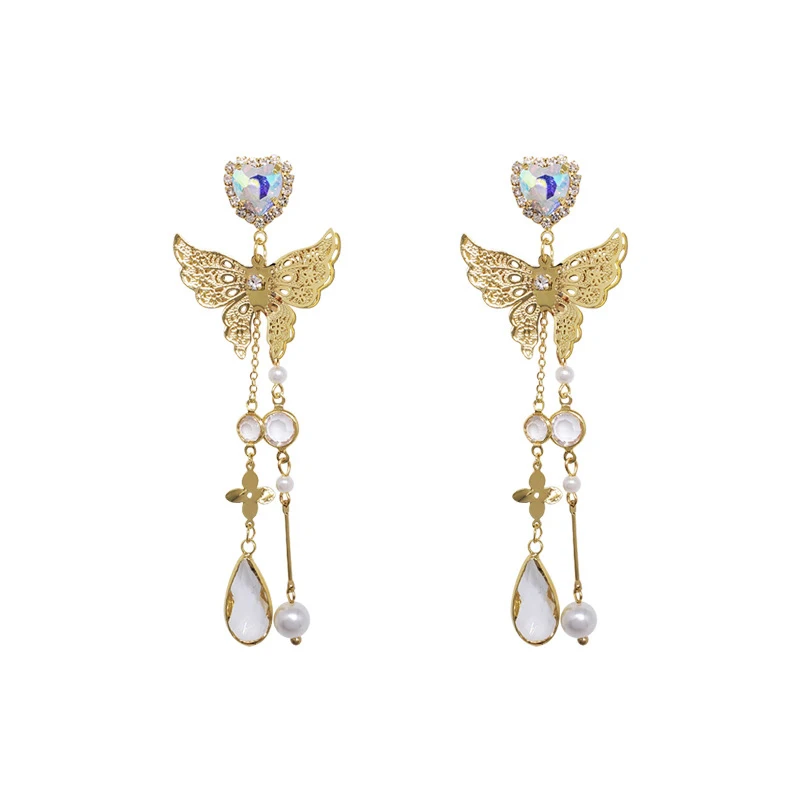 

Новые модные серьги, ювелирные изделия, Бабочка, кисточка, булавка, цепочка, Двойные серьги, ювелирные изделия, крупные серьги для женщин, юв...