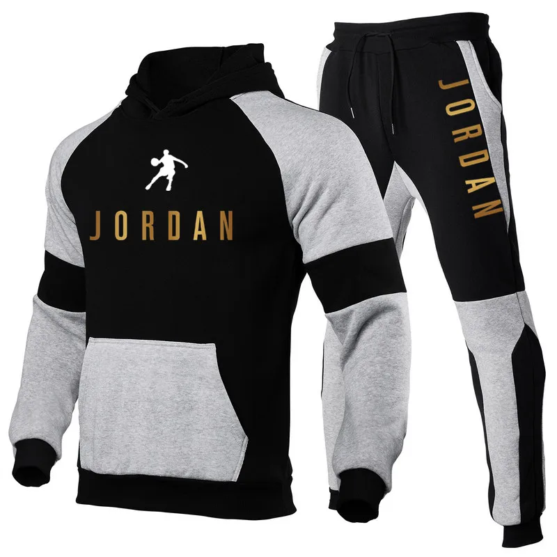 

New Fashion Mens Clothing Pullovers Sweater Cotton Men Tracksuits Hoodie Two Pieces + Pants Sports Shirts Fall Winter Track suit