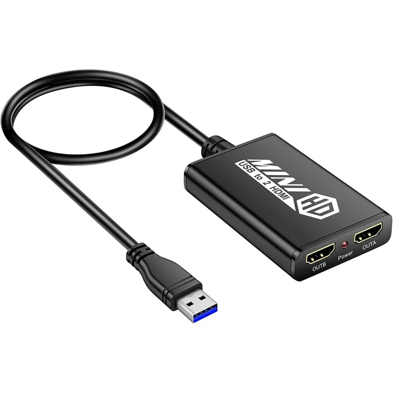 

Переходник с USB 3,0 на двойной HDMI поддерживает стереовыход 3,5 мм, может быть расширен на 2 экрана дисплея, совместим с