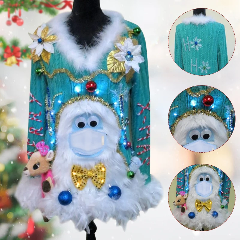 

Christmas Snowman Sweater 3D Long Sleeve V-Neck Sweater for Party Christmas Cosplay FS99