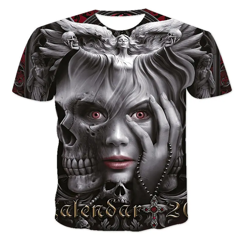 

Summer Men'S T-Shirt Skull 3D Printing HD Printing Street Hip Hop T-Shirt Casual Sports Top Streetwear Oversized T-Shirt XXS-6XL