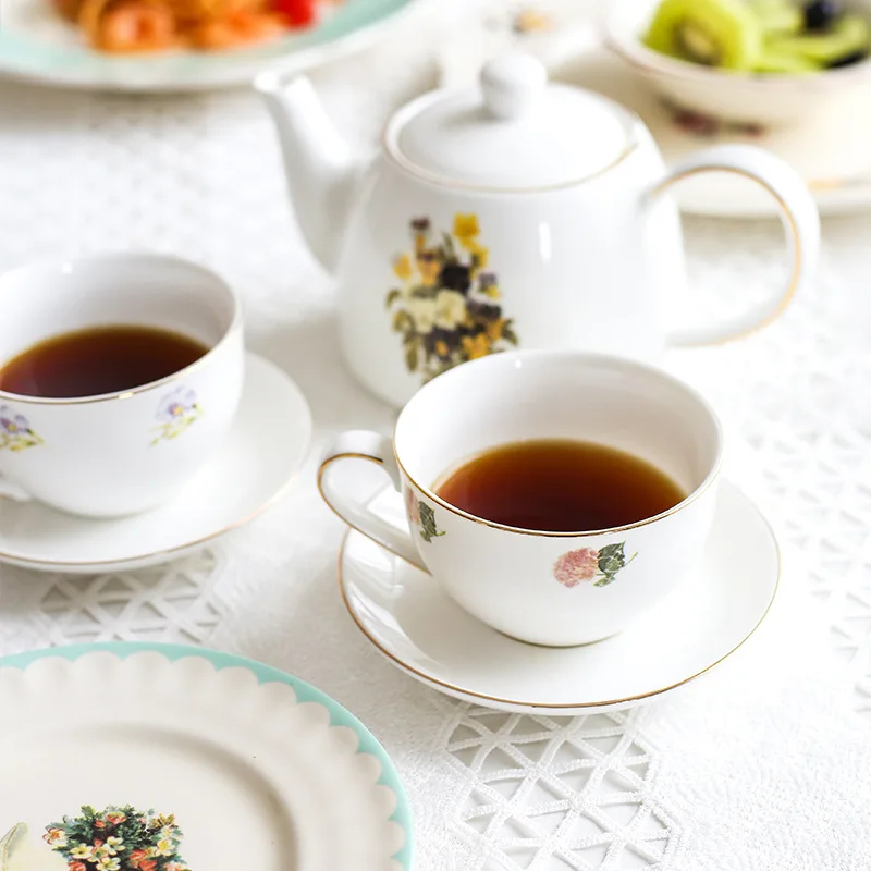 Ceramic plate Vintage Flower Pattern Lace Design European Simple Household Small Steak dessert Coffee Cup Set kitchen acce | Дом и сад