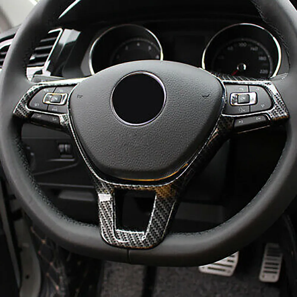 

Car Styling Carbon Fiber Car Steering Wheel Button Frame Covers For Je-tta 2016 2017 2018 2019 Stickers Trim Car Accessories