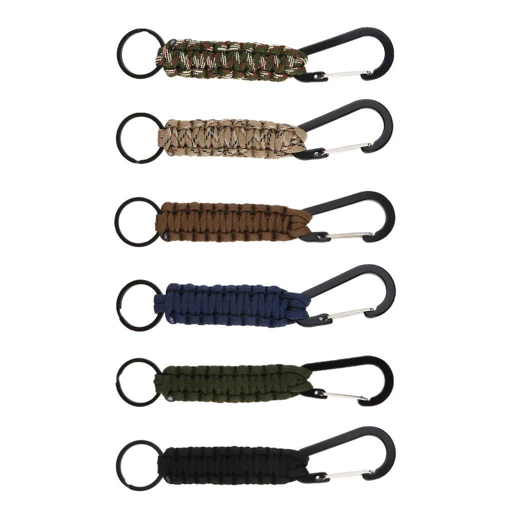 

Outdoor Emergency Kit 7 Strand Core Paracord Lanyard Keychain with Carabiner Snap Hook Buckle