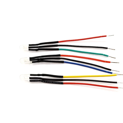 

50Pcs 3V 5V 6V 9V 12V 24V 36V 48V 110V 220V 5mm Double Color Common Anode LED With 20cm Wire White&Red, White&Blue