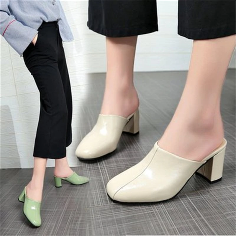 2019 г. новые летние стильные женские уличные тапочки с квадратным носком Модные из