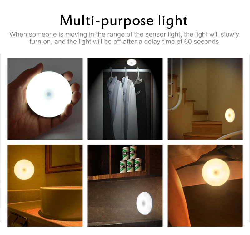 

LED Night Light Touch Press Wireless USB Night Lamp For Kitchen Cabinet Wardrobe Lamp Bedside Lamp Reading Light Wall Lamp