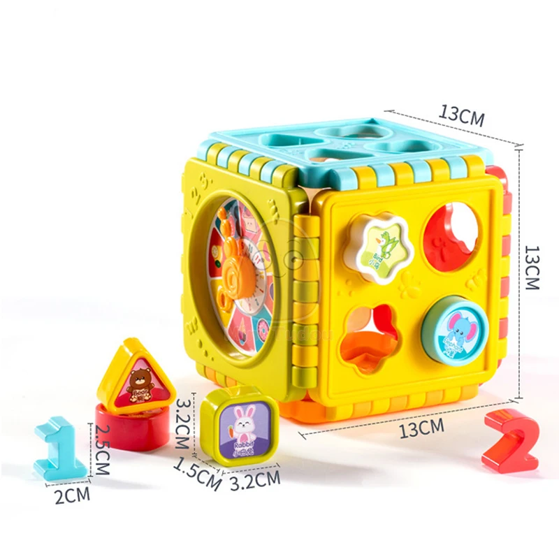 Montessori Game Baby Activity Cube Shape Match Sorter Box Color Number Clock Math Kit Educational Interactive Toys For Kids Gift | Игрушки и