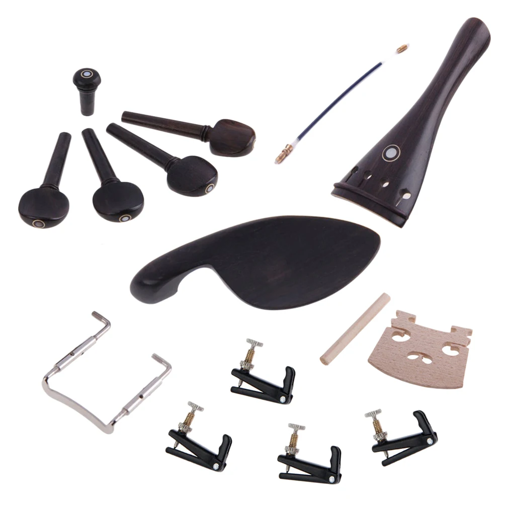 

Ebony Wood 4/4 Violin Accessories Chinrest + Endpin +Tuners+Tailpiece+Peg