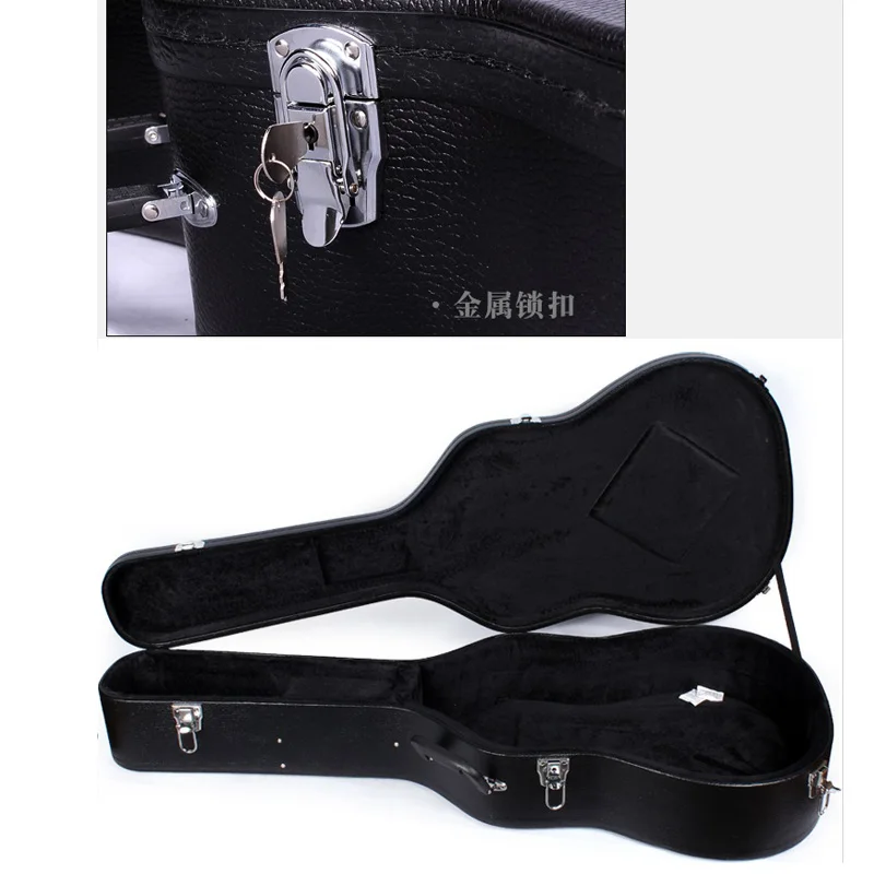 Черный Жесткий чехол из ПВХ и кожи кожаный жесткий для гитары деревянная коробка