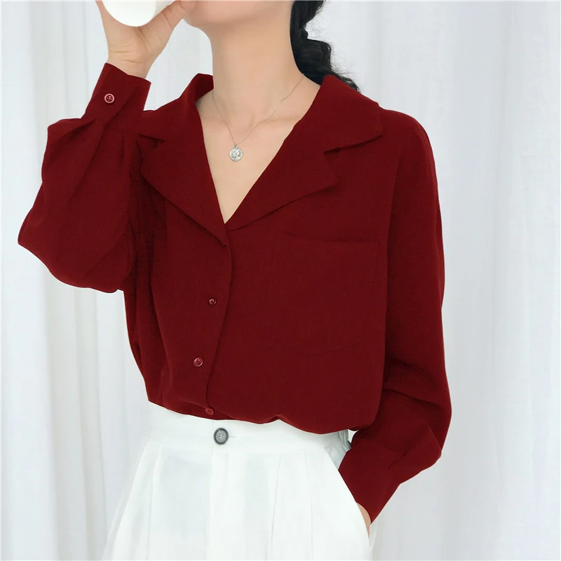 Весенне-осенние женские топы и блузки blusas mujer de moda 2021 женская блузка шифон длинные