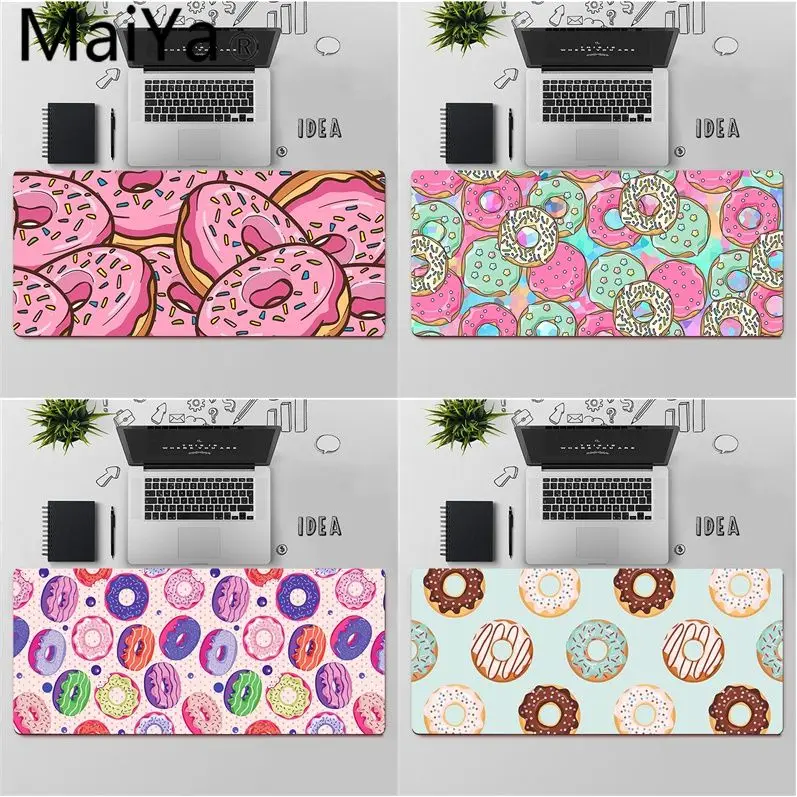 

Высококачественный игровой коврик для мыши Maiya из натурального каучука с изображением вкусных красочных пончиков, Настольный коврик, беспл...