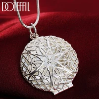 doteffil 925 sterling silver 18 inch snake chain round frame pendant necklace for women man fashion wedding party charm jewelry