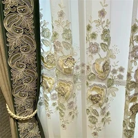 luxury embossed 3d embroidered lace curtain high grade chenille fabrics blackout curtains for living room bedroom blinds drape4
