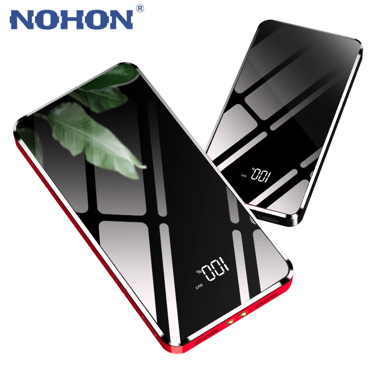 NOHON 10000 мАч портативный универсальный внешний аккумулятор с двумя портами usb 2.1A выход быстрое зарядное устройство Внешний аккумулятор для телефона с двойной светодиодный лампой