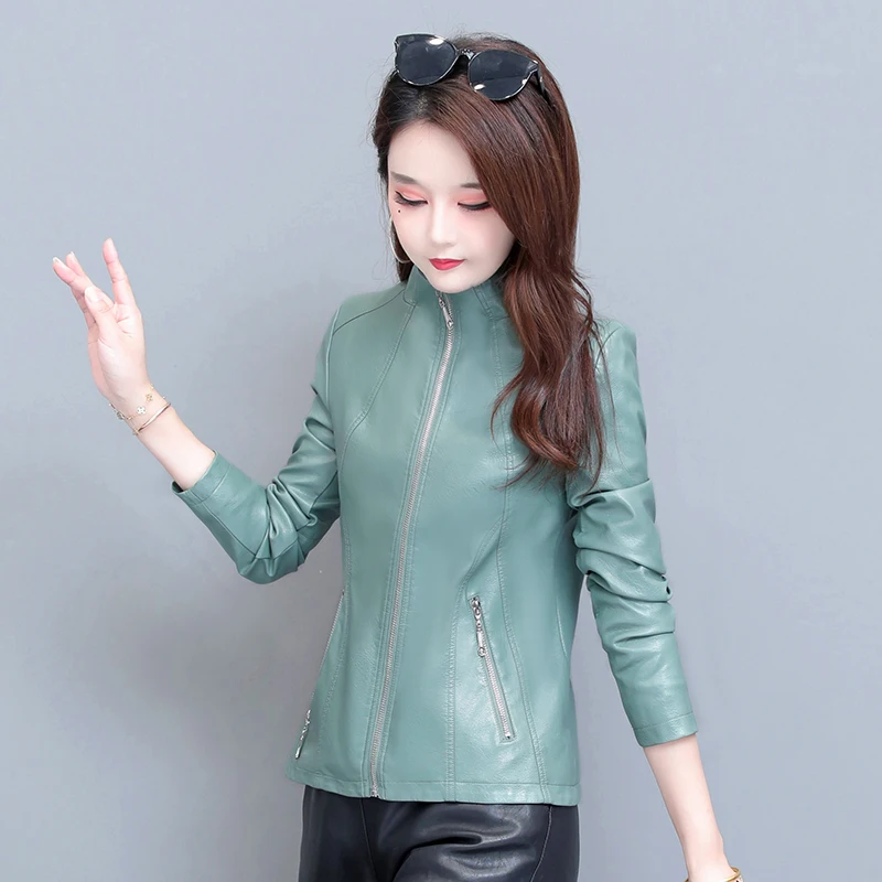 Новинка осенняя Женская куртка из искусственной кожи короткое пальто для