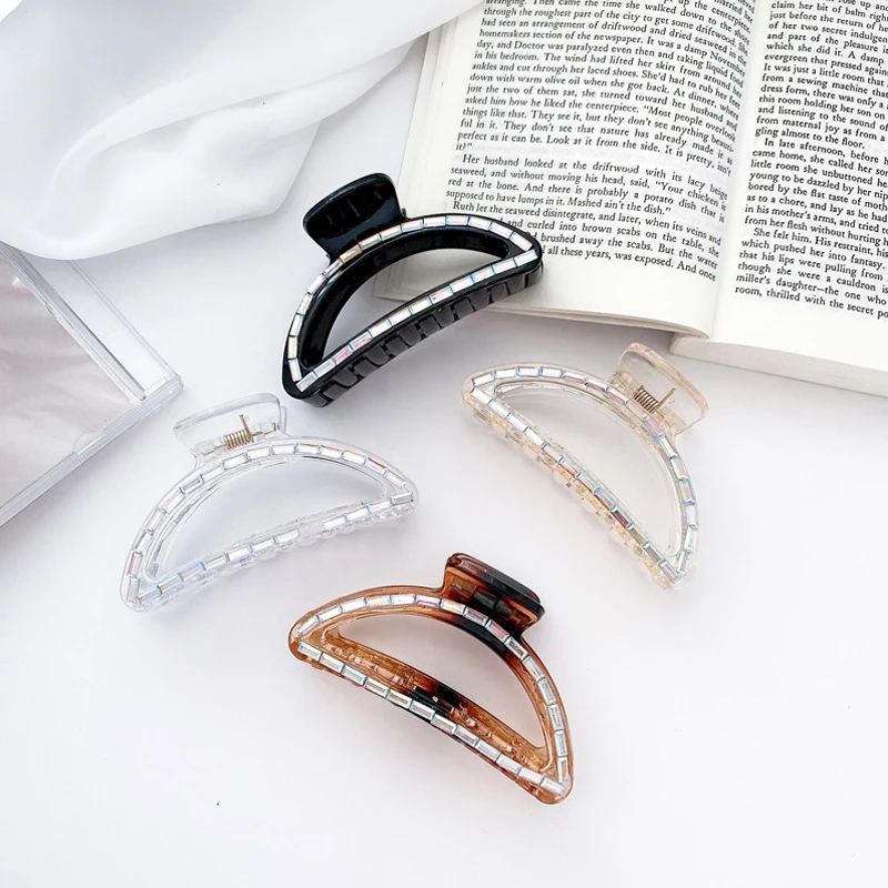 

Korean Style Fashion Women Girls Acrylic Hair Claws Hair Clips Headwear Transparent Big Size Women Hair Accessories Ornament