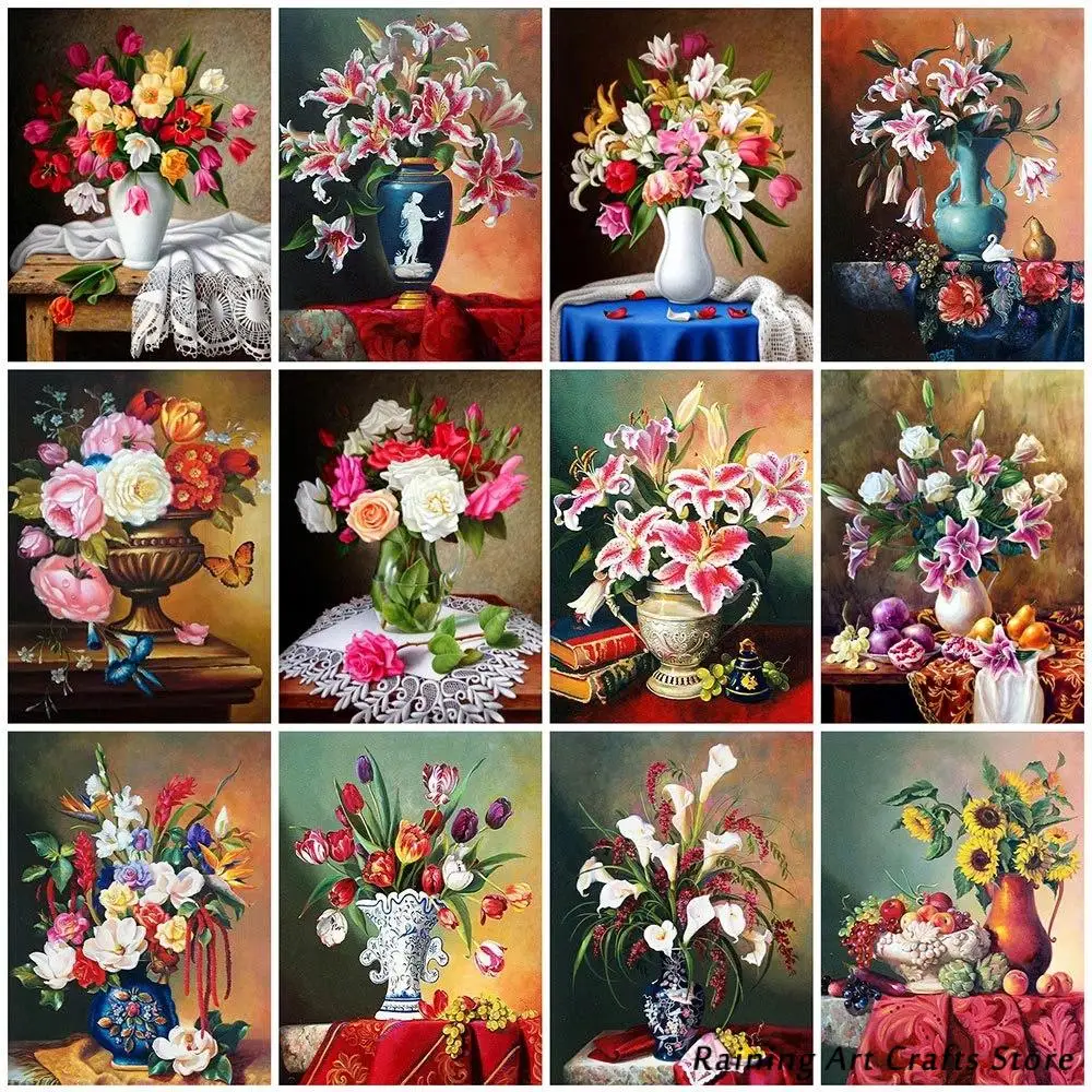 

Diy 5D Diamond Painting Vintage Lily Embroidery Full Round Square Drill Cross Stitch Flower Mosaic Pictures Handmade Decor Gifts