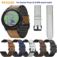 22 26mm quickfit watch strap for garmin fenix 6 6x pro 5x 5 plus 3hr 935 945 s60 watchband genuine leather bracelet wristband
