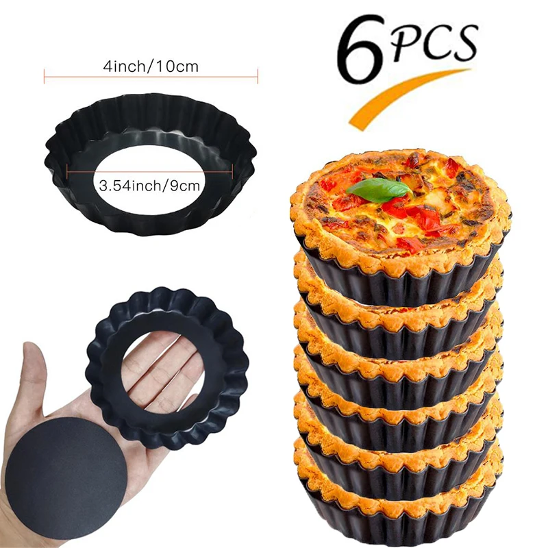

10cm Mini Pie Muffin Cupcake Pans Non-Stick Tart Quiche Flan Pan Molds Pie Pizza Cake Mold Removable Loose Bottom Round Bakeware