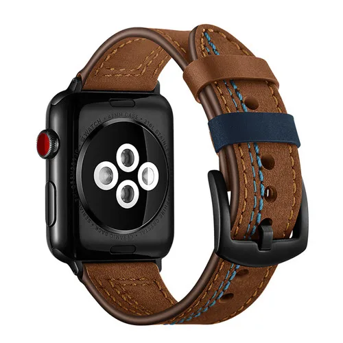Ремешок из натуральной кожи для apple watch 42 мм 38 мм iWatch 4 ремешка 44 мм/40 мм кожаный ремешок для часов Браслет apple watch 5 4 3 - Цвет ремешка: brown