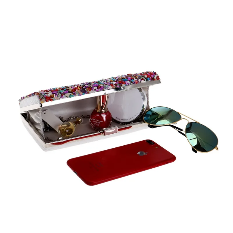 Multicolor Stone Women Evening handbag Day clutches Purse Lady Diamond Banquet Bag Elegant Female Wedding Party day Clutch Bags | Багаж и