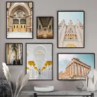 Мечеть, церковь, греческий Парфенон, настенная живопись, плакаты и принты в скандинавском стиле, украшение для гостиной, картина на стену