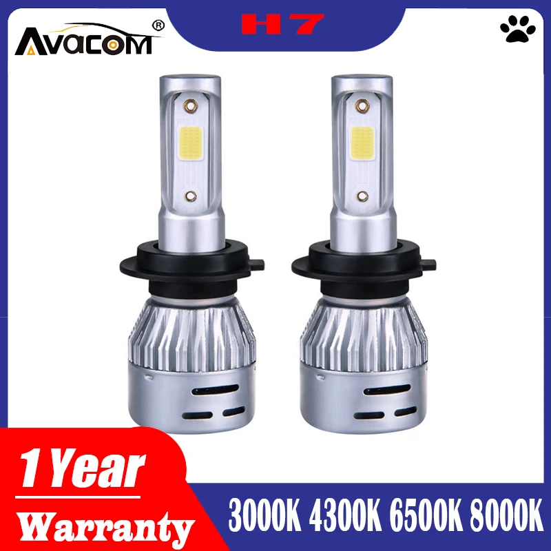Avacom 2 шт. H7 светодиодный мини автомобильный светильник 12V 3000K 4300K 6500K 8000K 8000Lm COB 24V