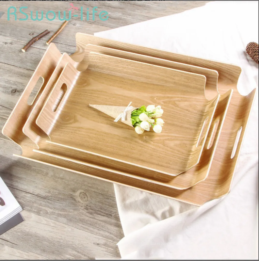 

Household Storage Solid Wood Tray Portable Rectangular Storage Tray Baking Bread Trays Food Trays For Kitchen Supplies