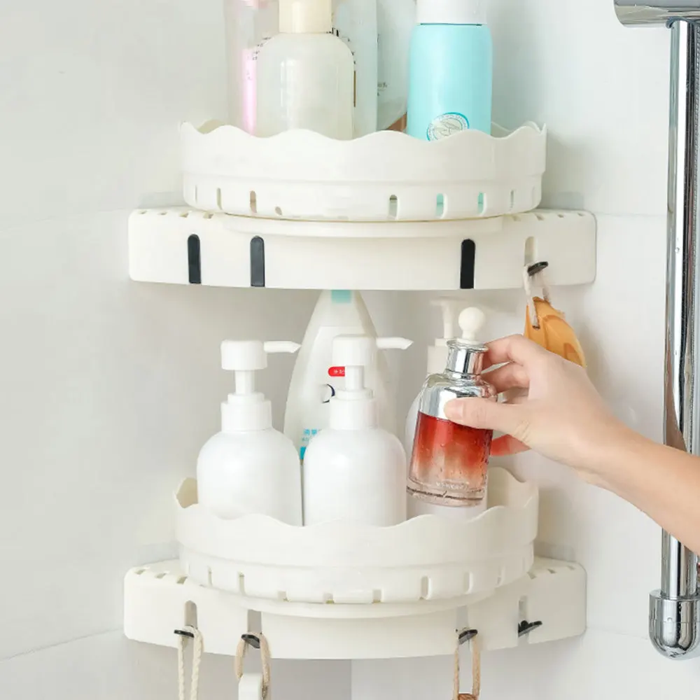 

1pc Bathroom Rotating Storage Rack Multifunction Bathroom Sundries Rack (White)