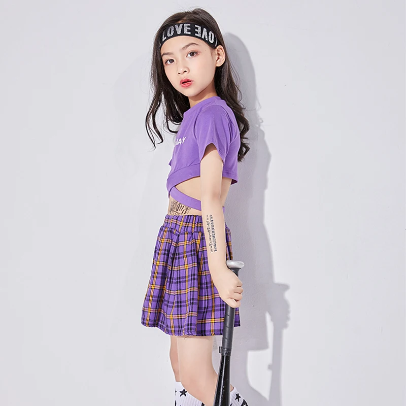 Детская Одежда для танцев в стиле Джаз девочек костюм хип хоп с короткими