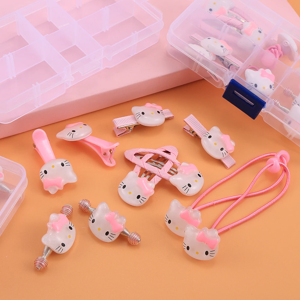 Горячая Распродажа hello kitty заколки для волос эластичные резинки для волос набор для девочек акриловые Мультяшные медведи кролик кошачьи заколки, аксессуары