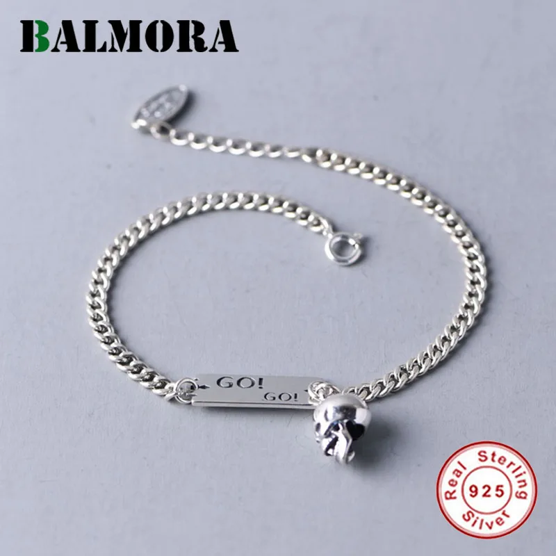 

BALMORA 100% 925 стерлингового серебра в виде черепа и буквенным принтом карты браслеты из нержавеющей стали для женщин девушек любовной в винтажн...
