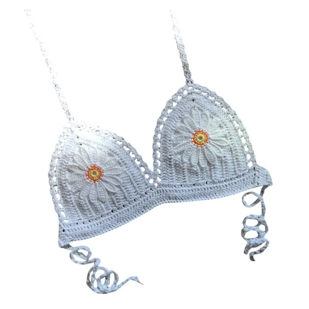 Бикини с маргаритками бюстгальтер подсолнухами ручной работы женский кружевной