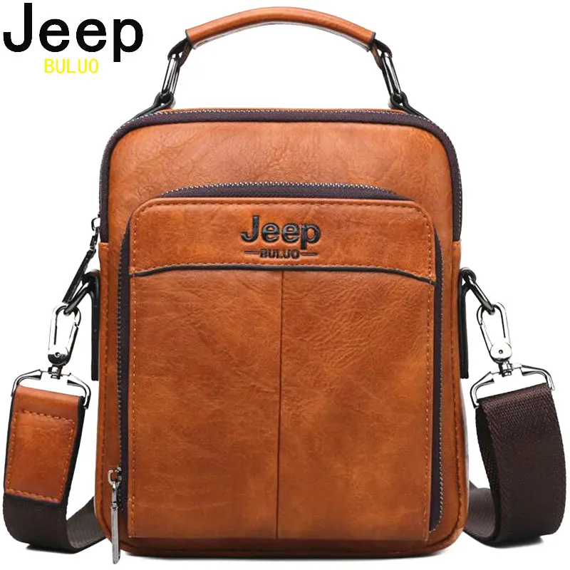 Мужская сумка через плечо jeep buluo оранжевая для документов из спилковой кожи