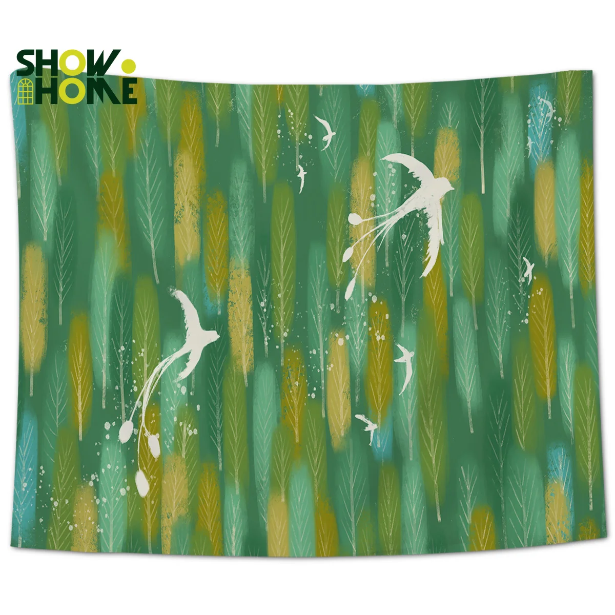Nature'S маленькая свежая птица лес Cures теплый зеленый гобелен настенный